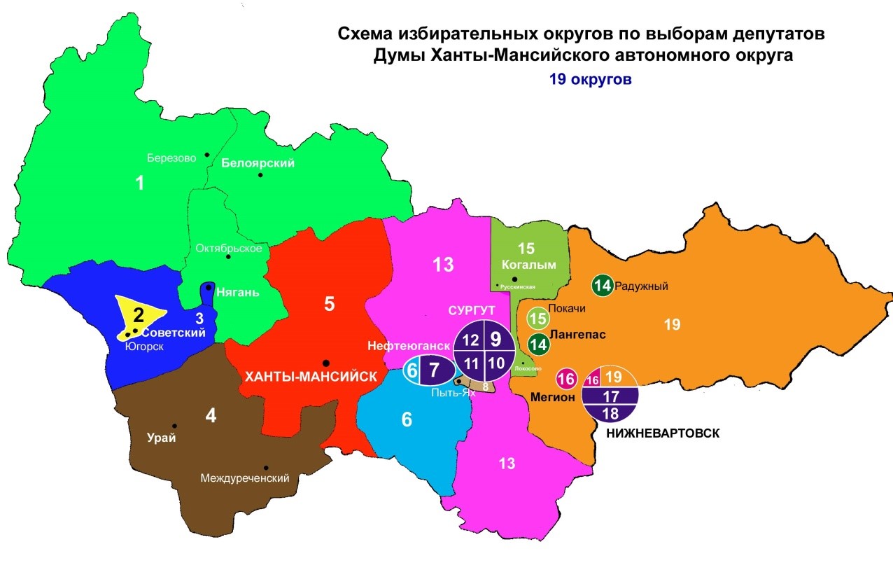 Карта избирательных одномандатных округов