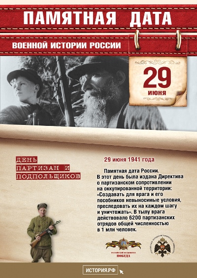 День партизан и подпольщиков. 29 июня 1941 года