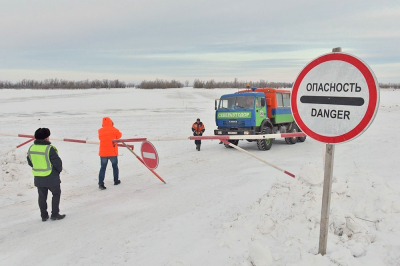 В Ханты-Мансийском районе идет обустройство более 404 километров зимних автомобильных дорог, ледовых переправ – 7 километров