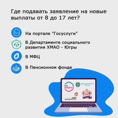 Где подавать заявление на новые пособия от 8 до 17 лет?