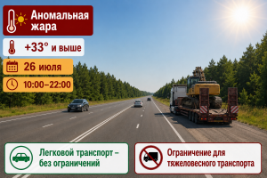 Аномальная жара: временно ограничено движение тяжеловесного транспорта