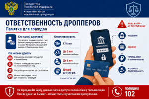 Ханты-Мансийская межрайонная прокуратура разъясняет: не становитесь дроппером